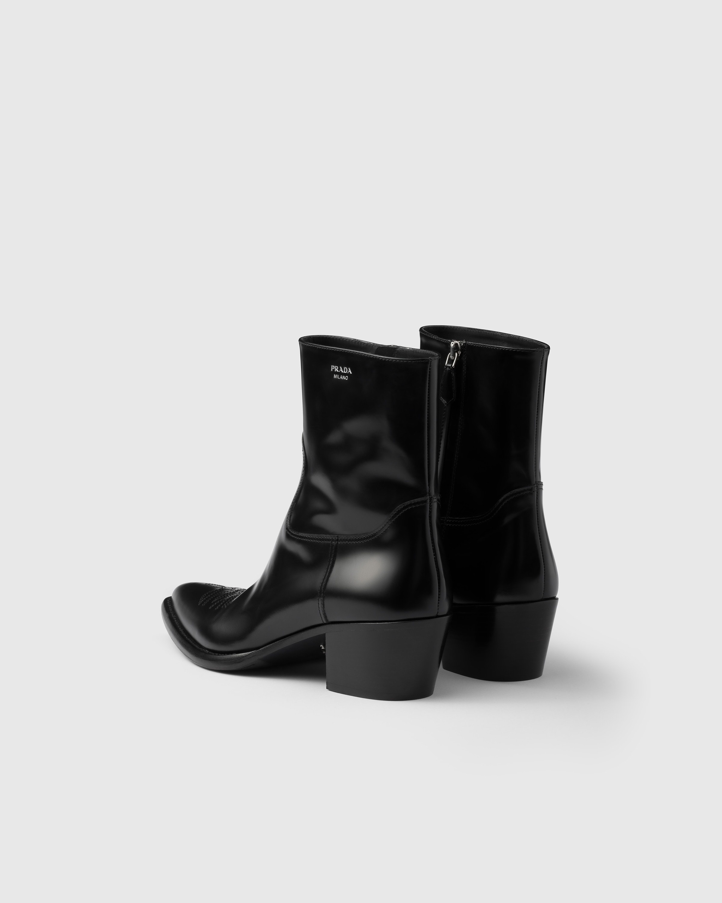 Brushed leather booties - 5