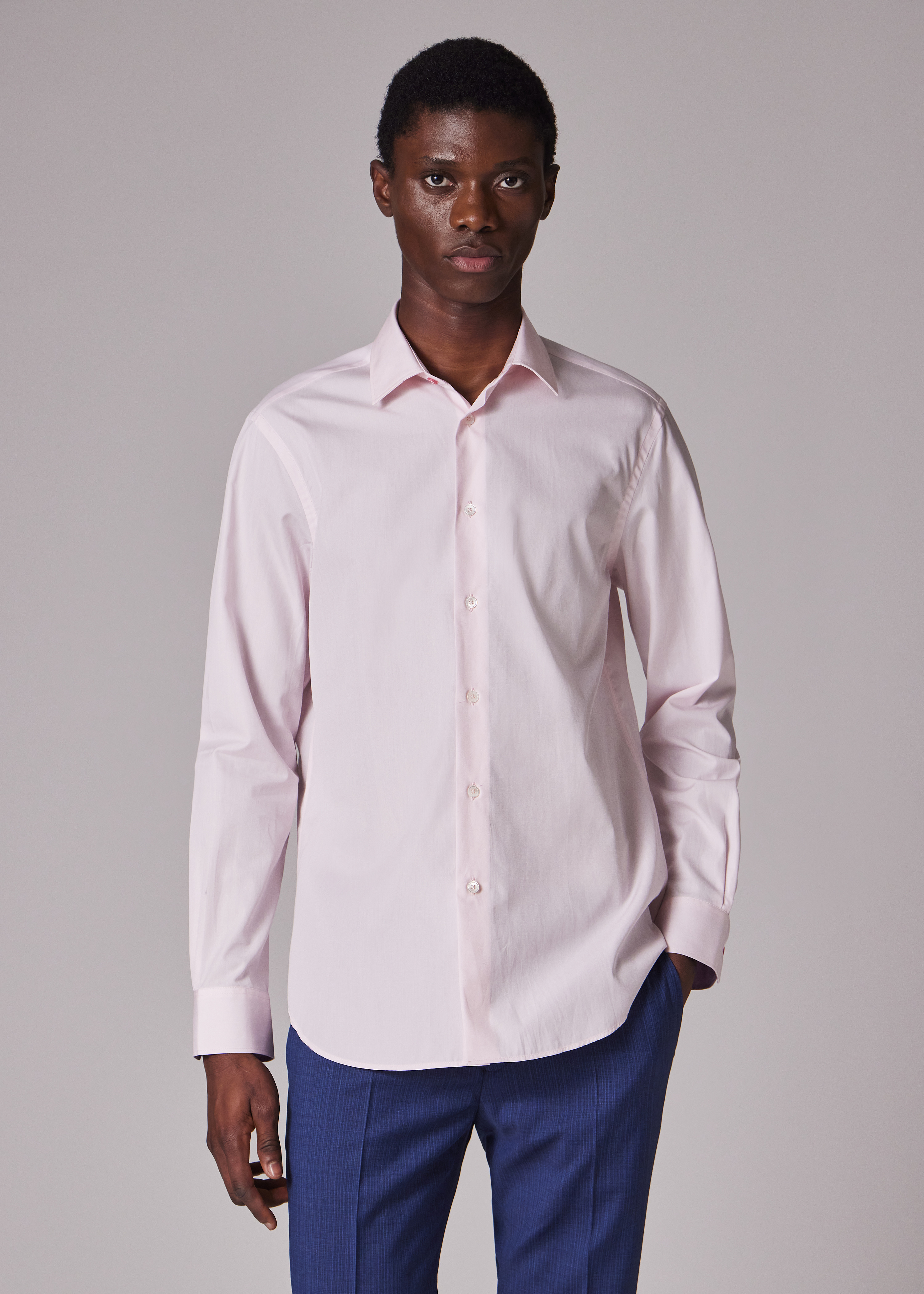 Tailored-Fit Light Pink End-On-End Cotton Shirt - 5