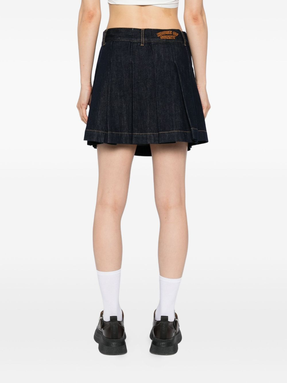 pleated denim skirt - 4