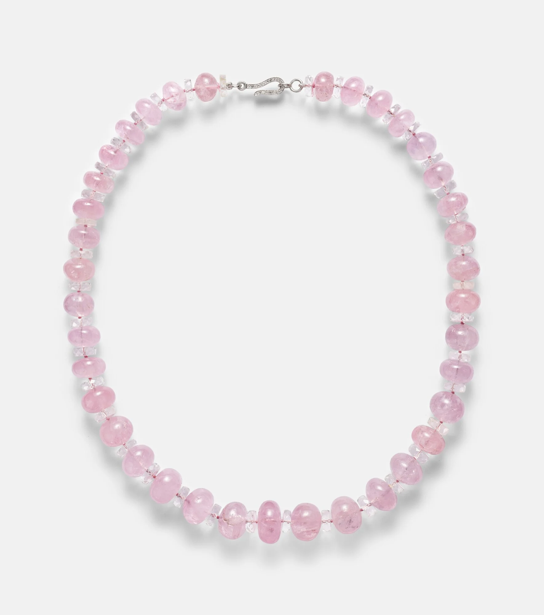 Beaded necklace with morganite, white topaz, and diamonds - 1