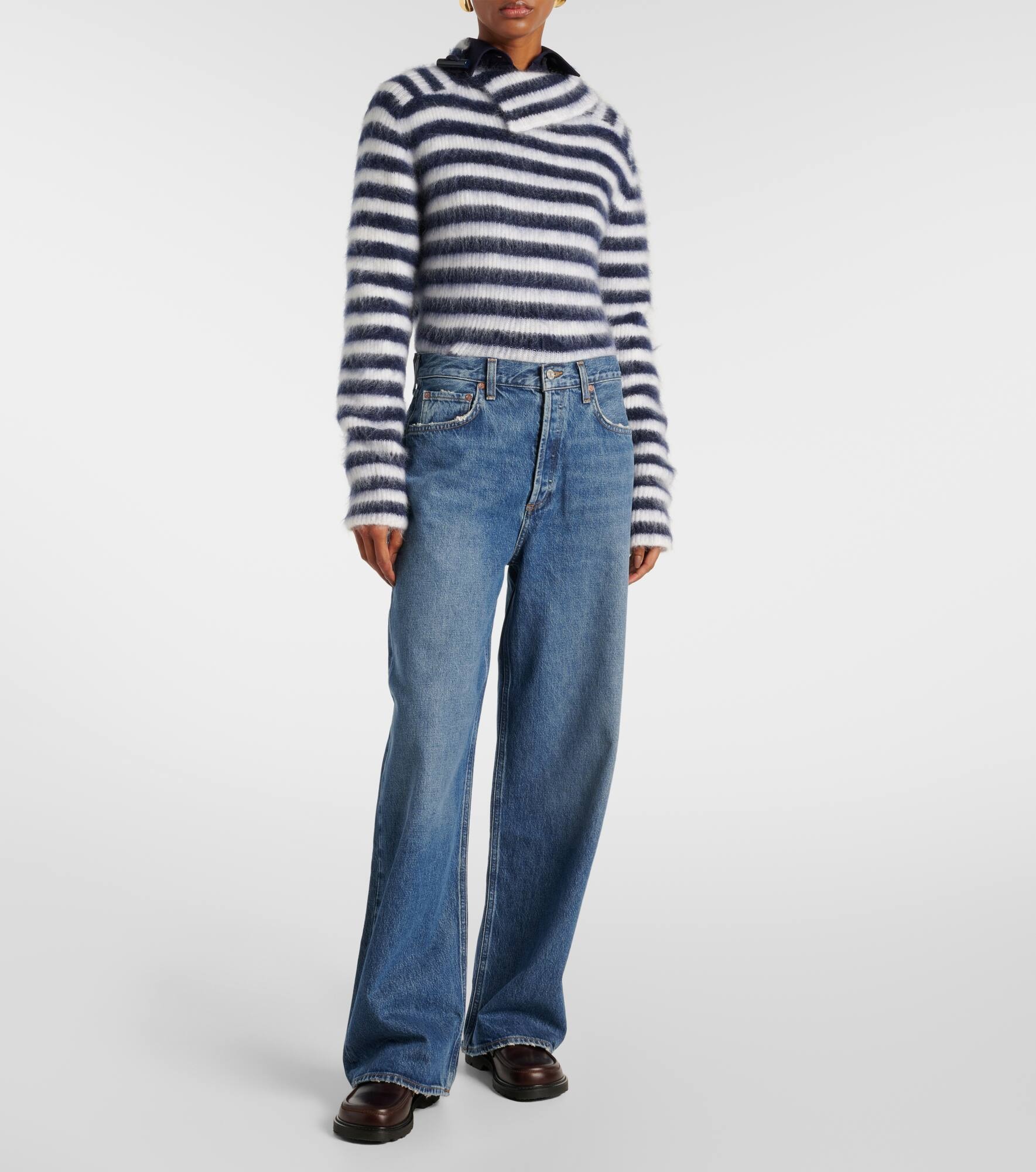 Low Slung Baggy mid-rise wide-leg jeans - 7