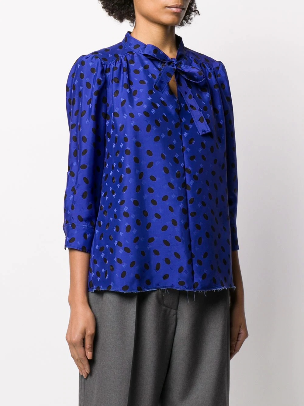 polka dot logo print blouse - 3