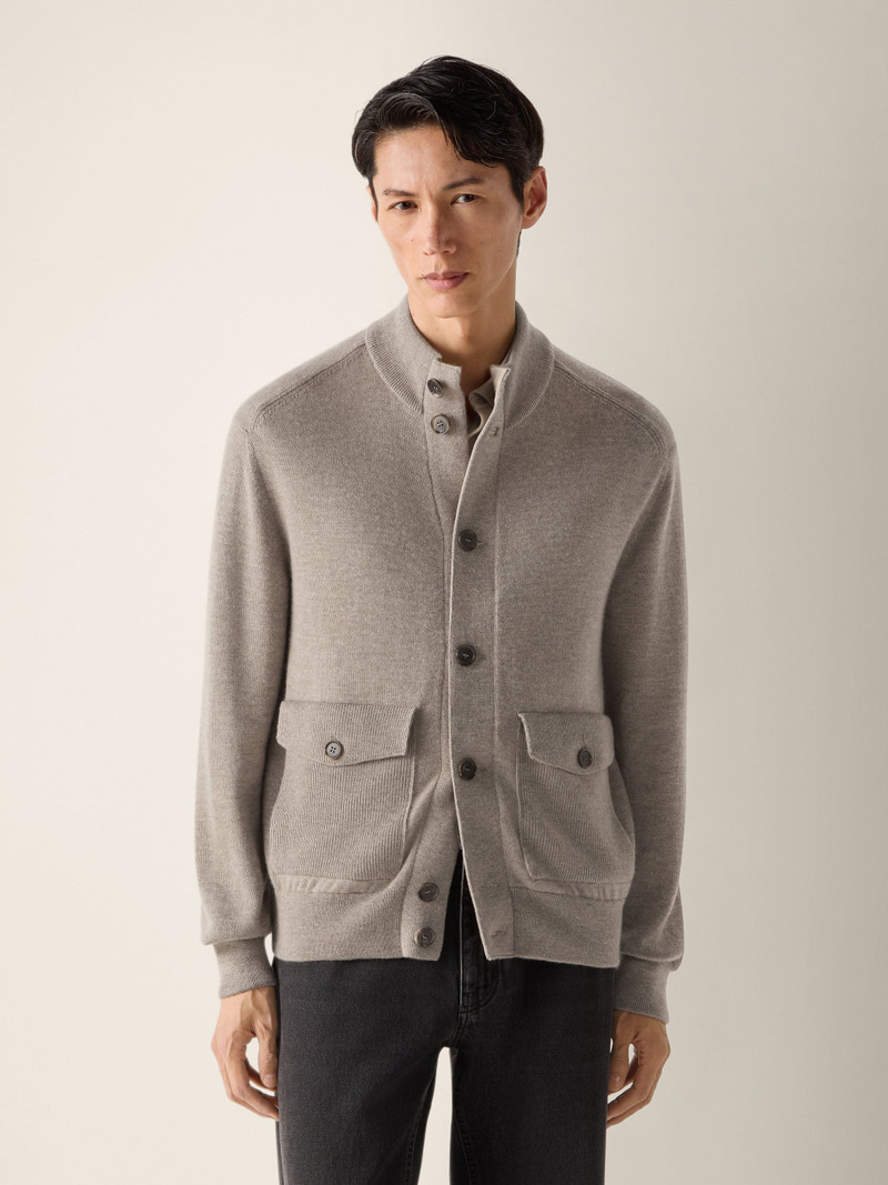 LIGHT TAUPE MÉLANGE CASHMERE BLOUSON 4