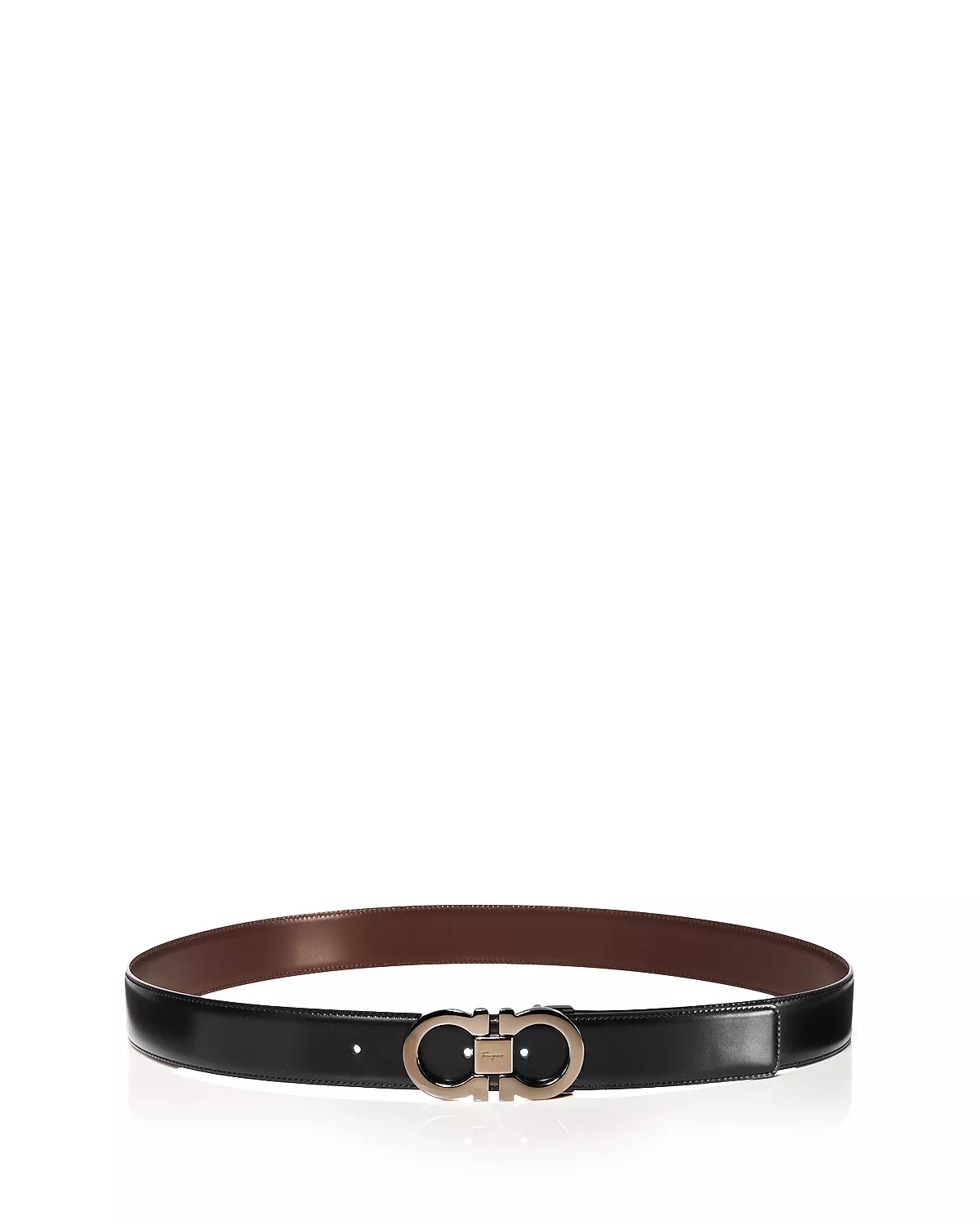 Men's Double Gancini Buckle Reversible Leather Belt - 4