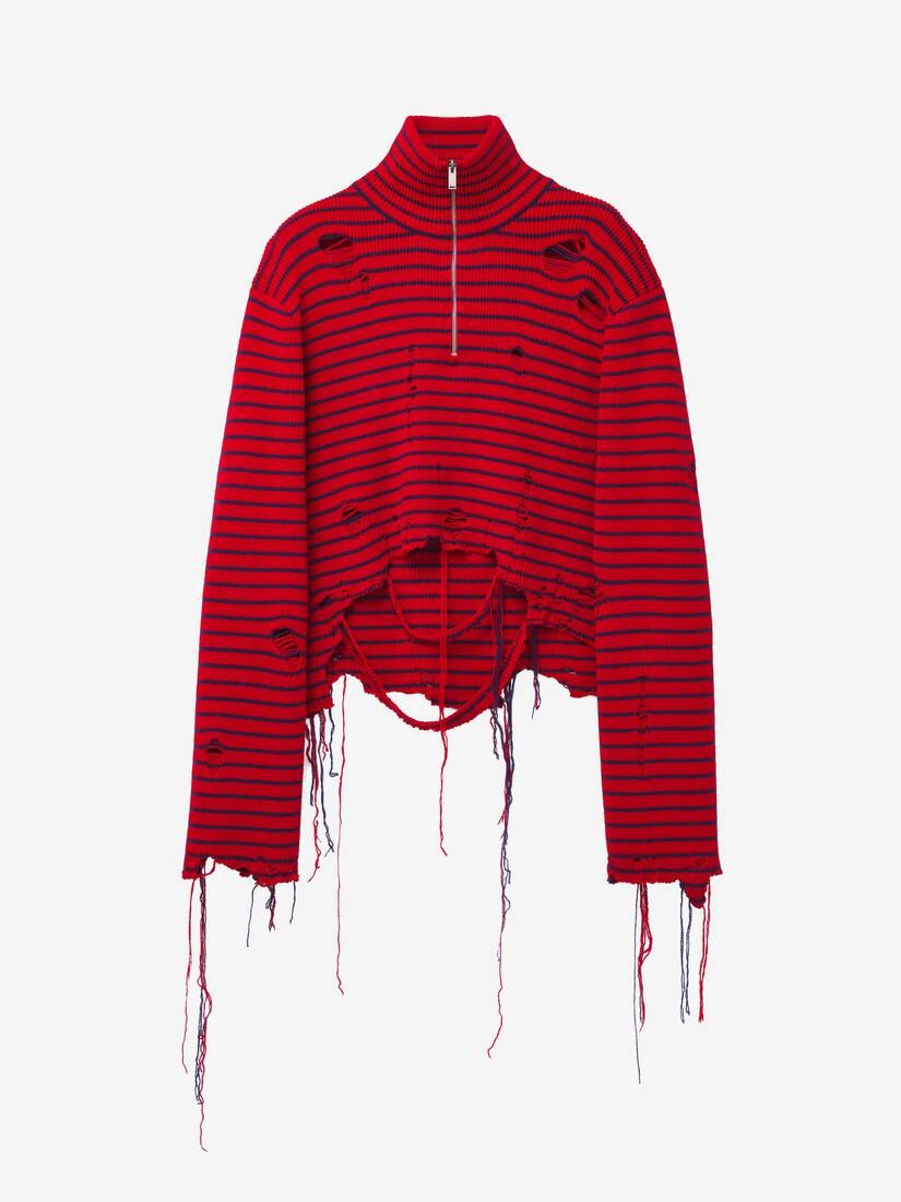 Distressed Striped Jumper - 1