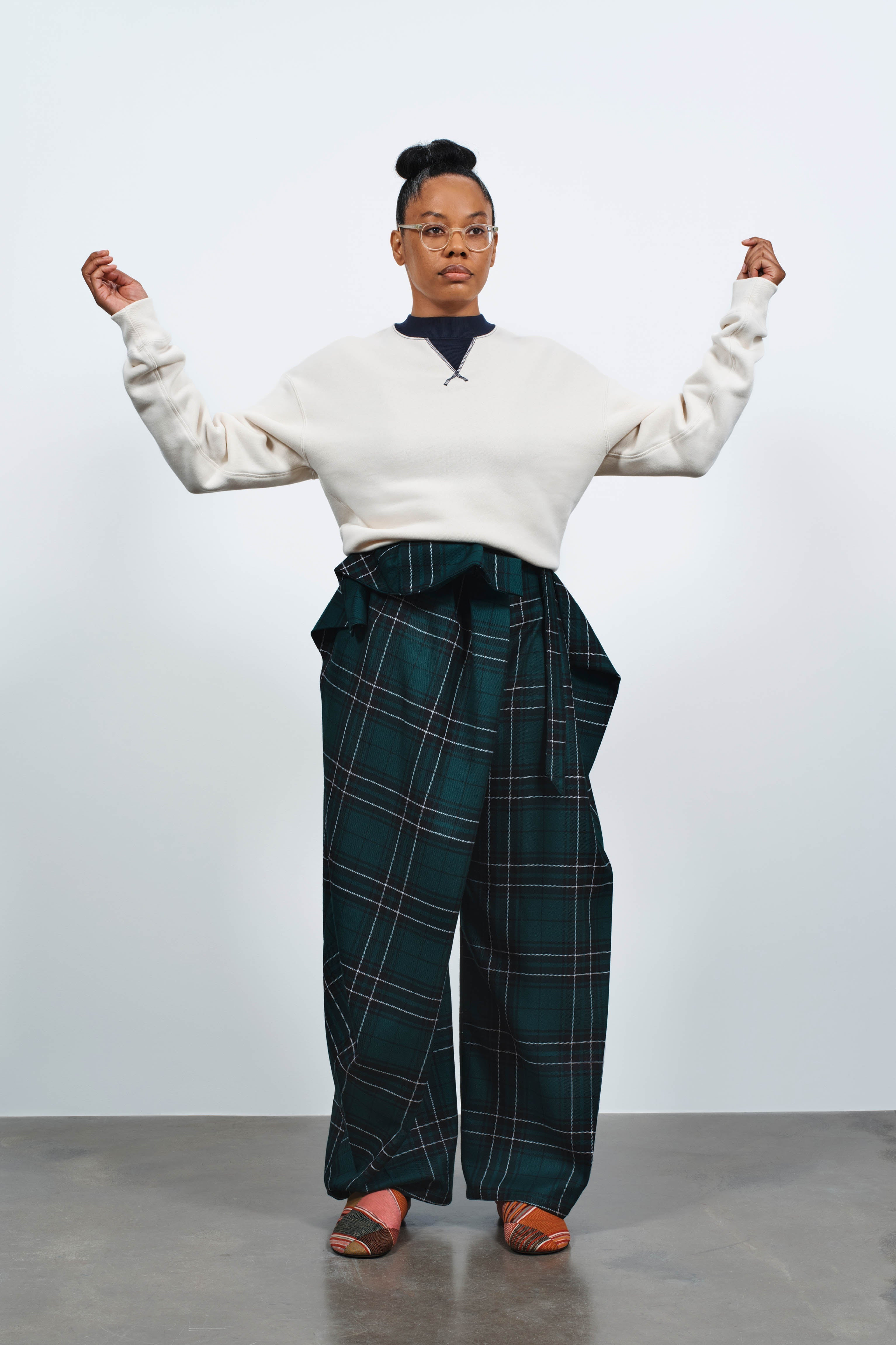 FOLD OVER TROUSERS IN FOREST GREEN TARTAN - 6