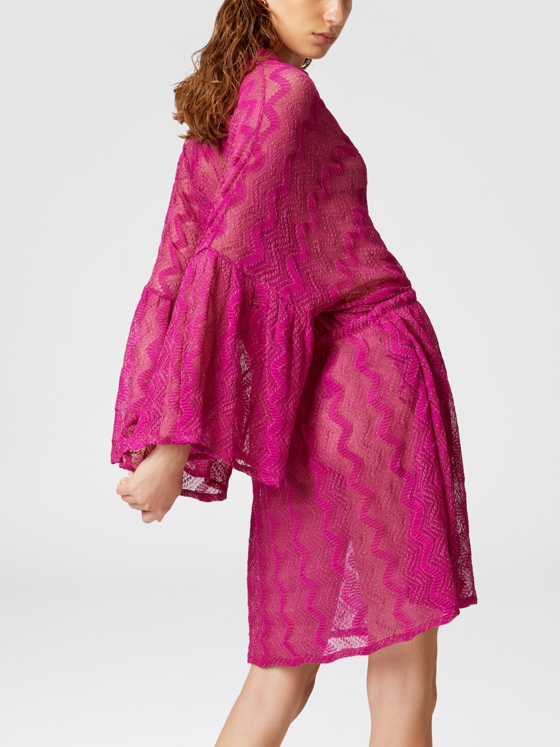 Cover-up dress in zig zag lamé viscose with wide sleeves - 4