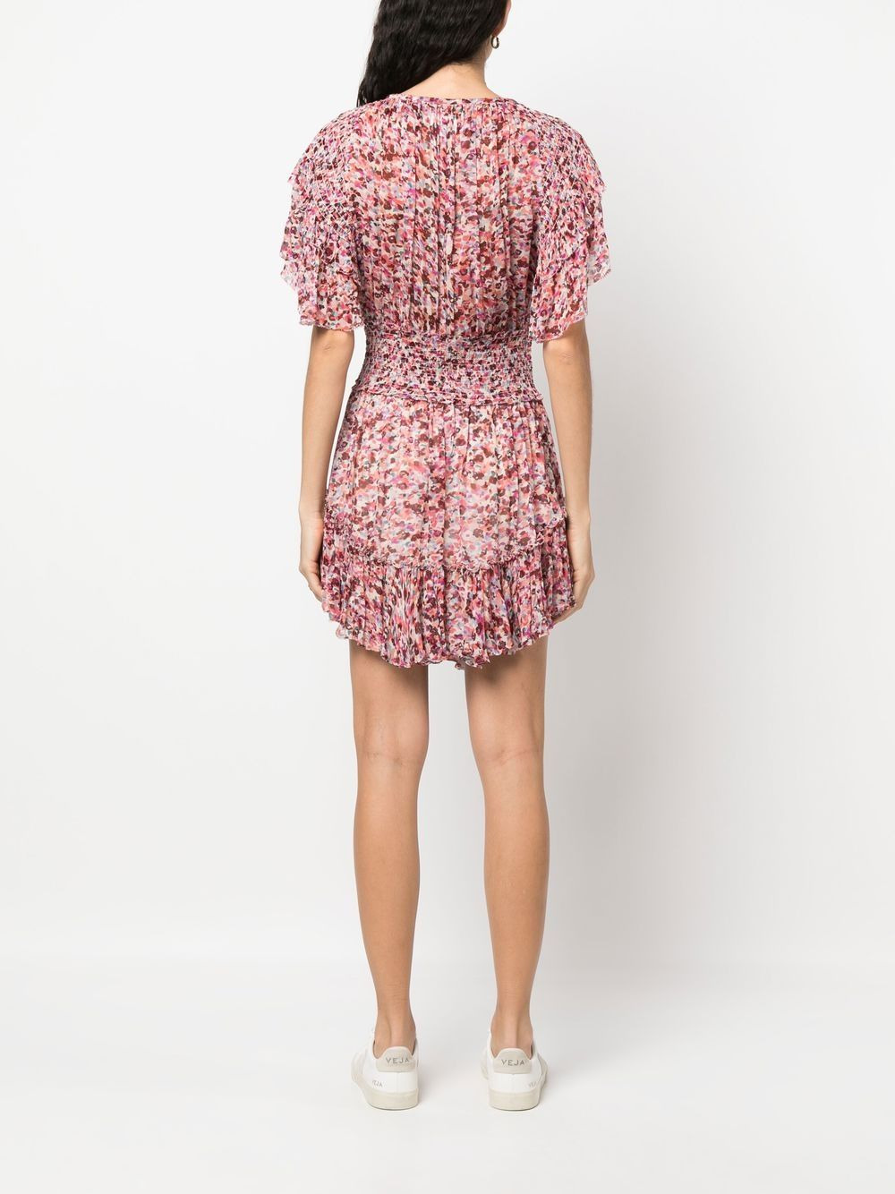 abstract-print shirred-detail dress - 4