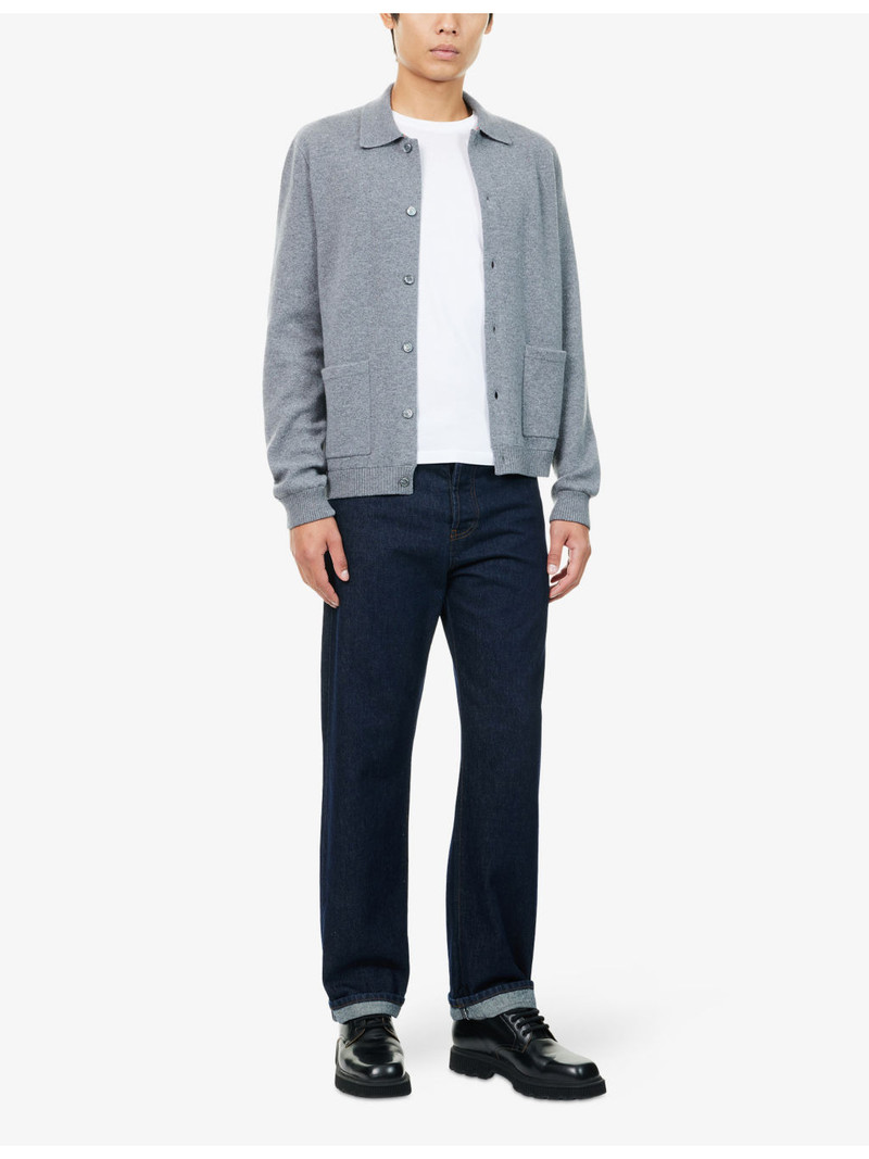 GUCCI Patch-Pocket Long-Sleeve Wool-Cashmere Blend Cardigan outlook