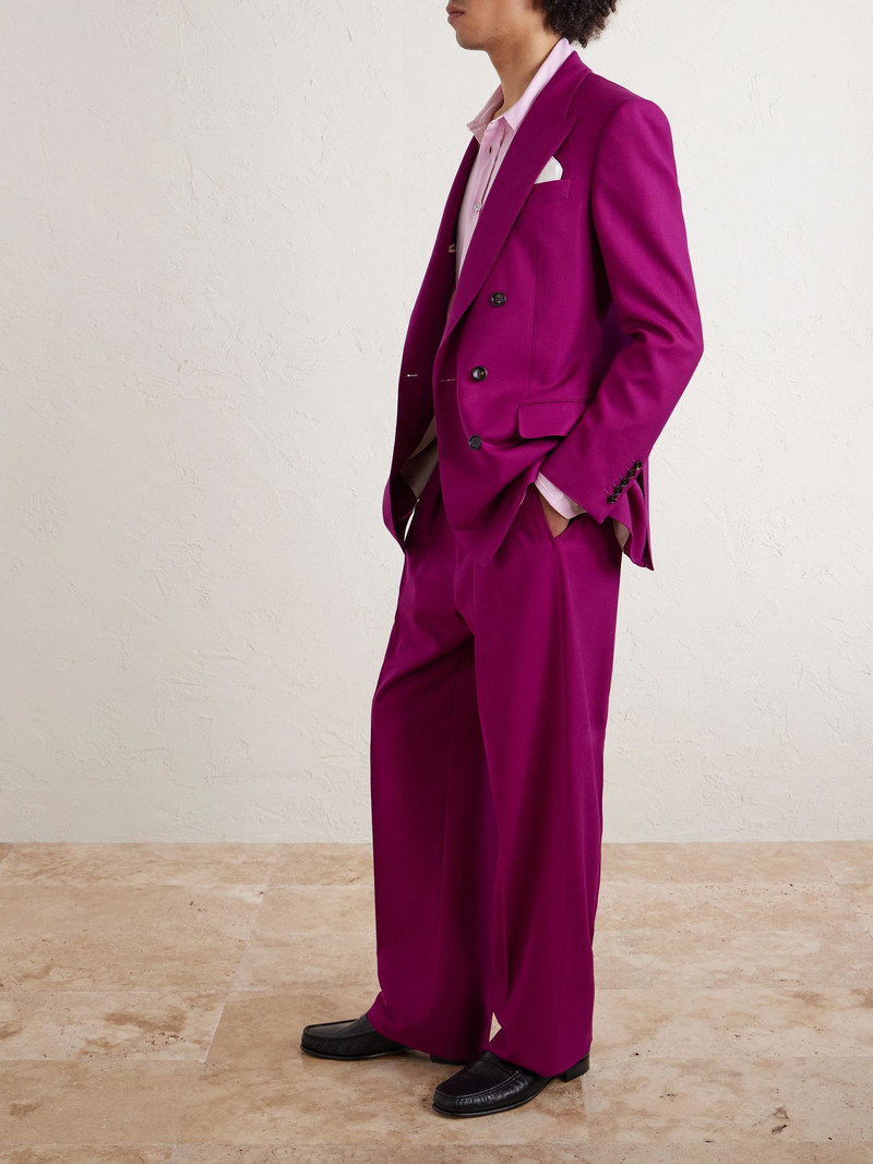 TOM FORD Wide-Leg Wool-Twill Pleated Suit Trousers Pink outlook
