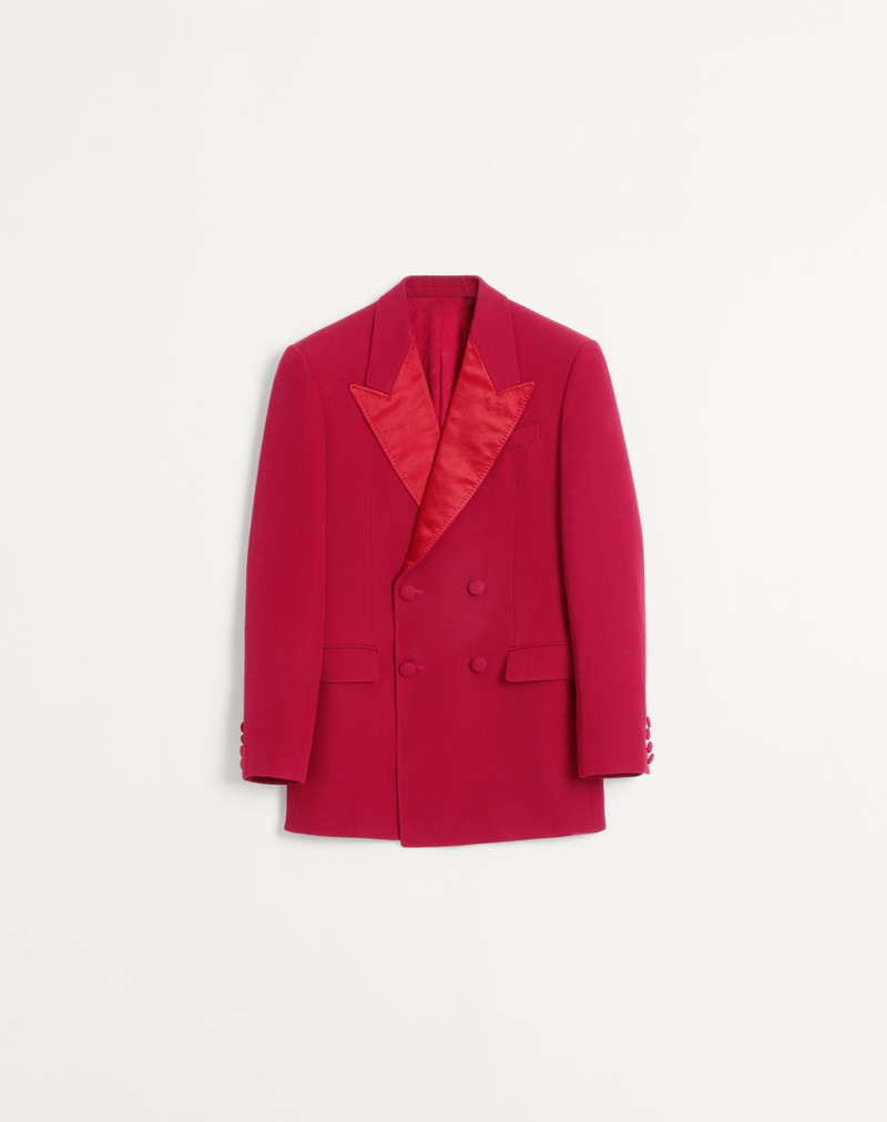 DOUBLE-BREASTED GRAIN DE POUDRE WOOL JACKET - 1