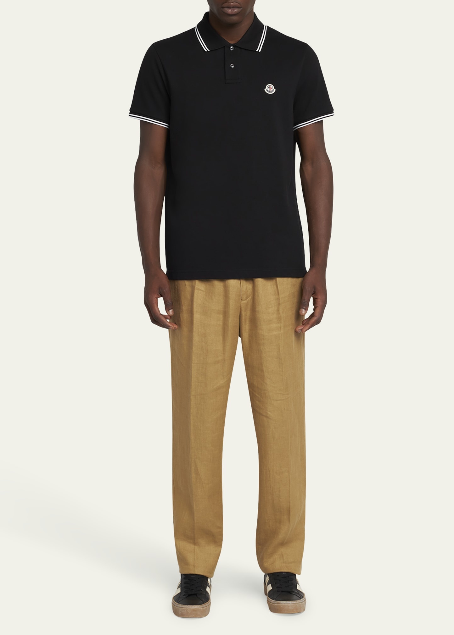 Men's Pique Polo Shirt with Stripe Collar - 2