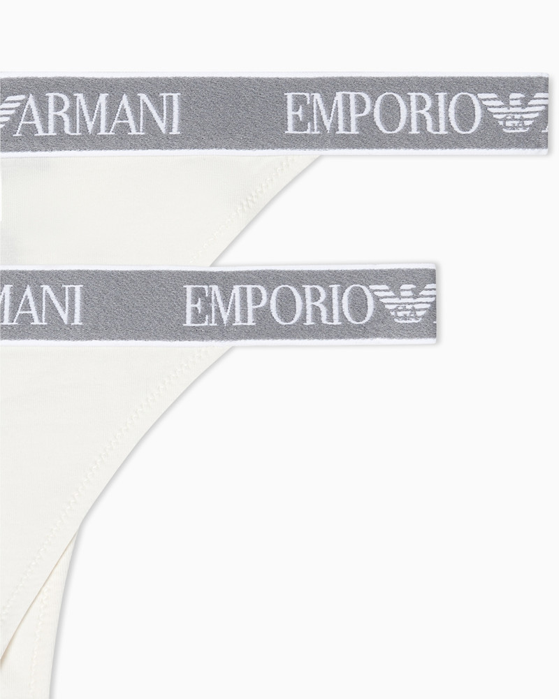EMPORIO ARMANI TWO-PACK OF ASV ICONIC ORGANIC JERSEY THONGS WITH LOGO WAISTBAND outlook