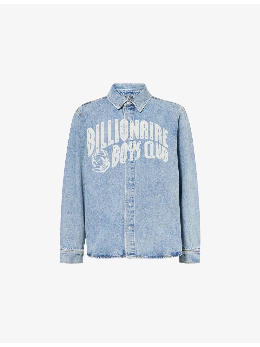 Faded Logo Long-Sleeve Denim Shirt - 1
