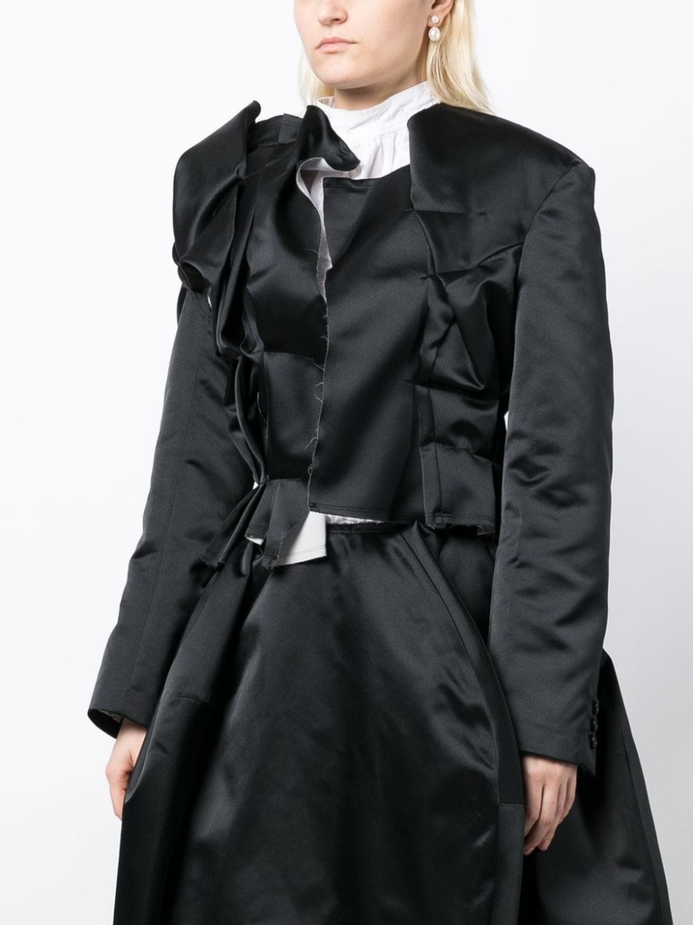 gathered -effect layered blazer - 3