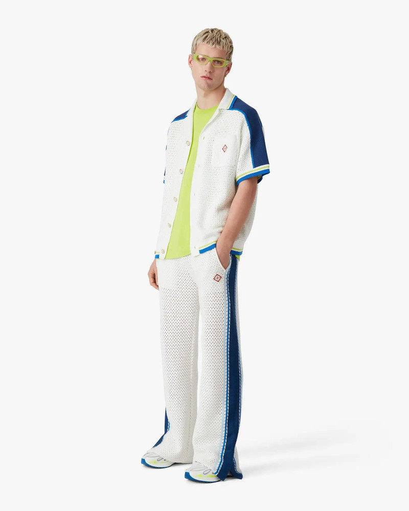 CASABLANCA White & Blue Short Sleeve Crochet Shirt outlook