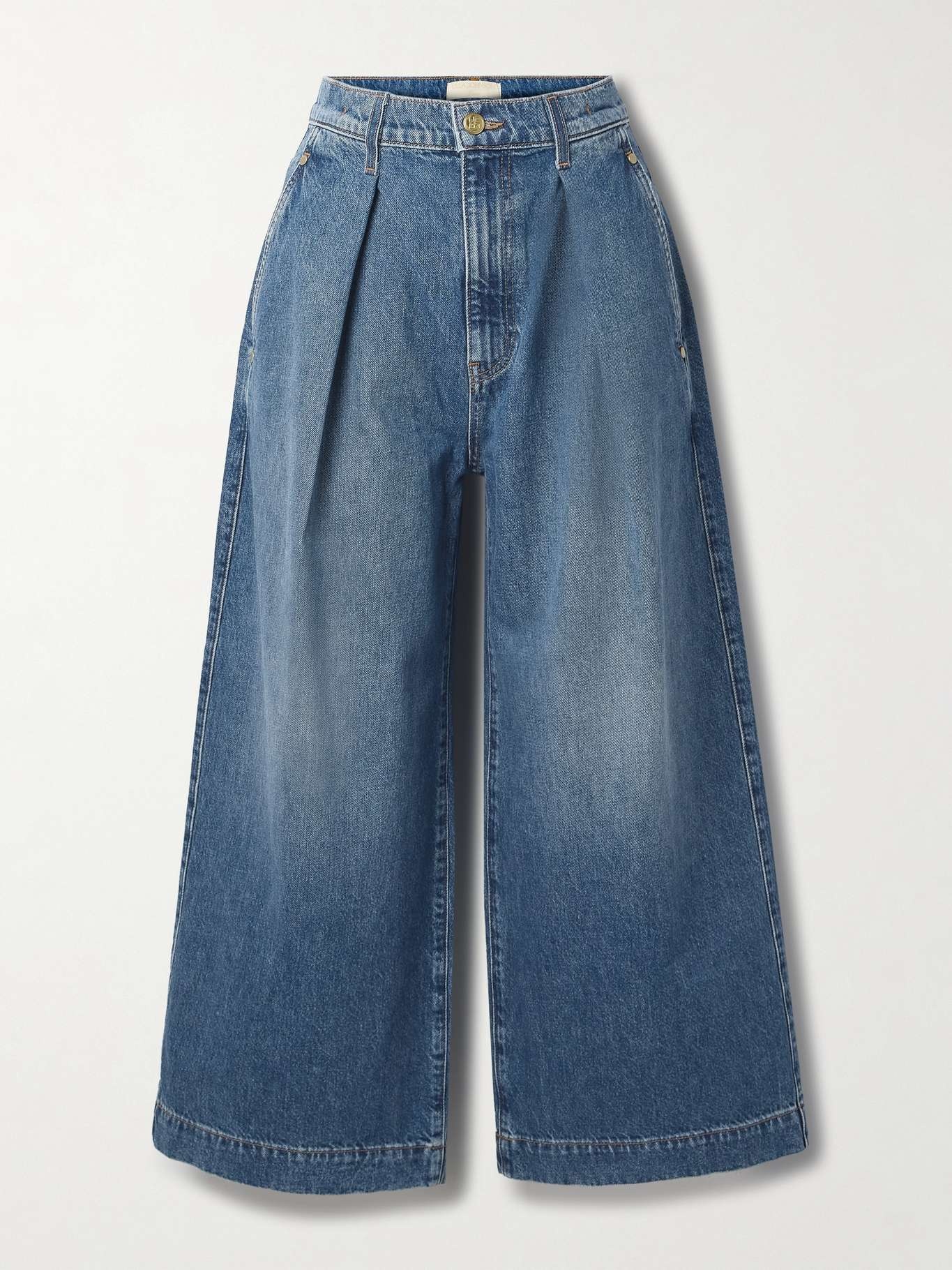 The April cropped pleated high-rise wide-leg jeans - 1