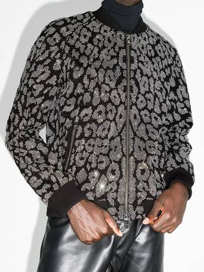 Balmain leopard-rhinestone bomber jacket outlook