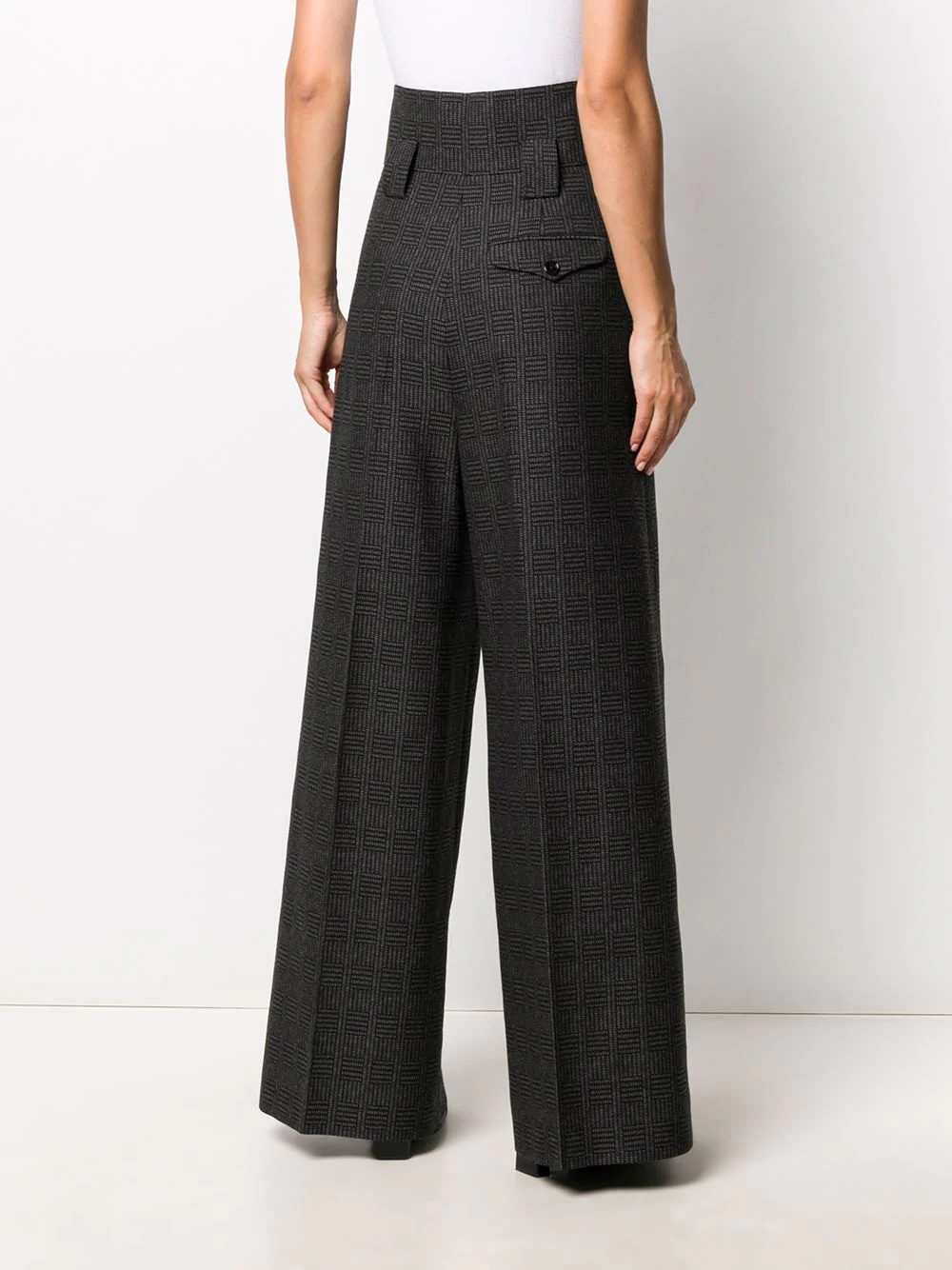 Prince of Wales wide-leg trousers - 4