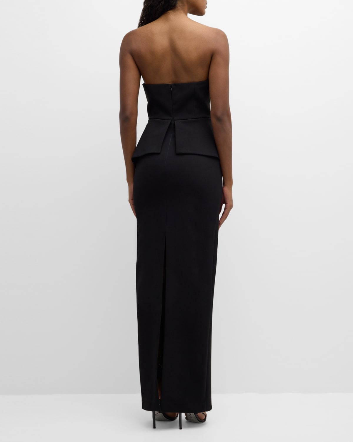 Strapless Crepe Gown with Gathered Bodice - 3