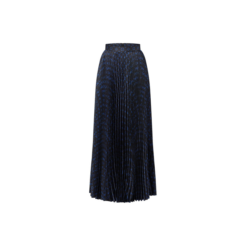 Monogram Silk Pleated Skirt 1