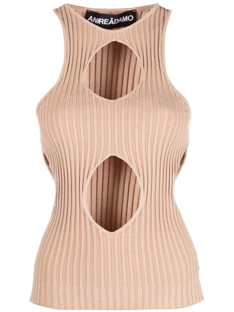 cut out-detail ribbed-knit top 1