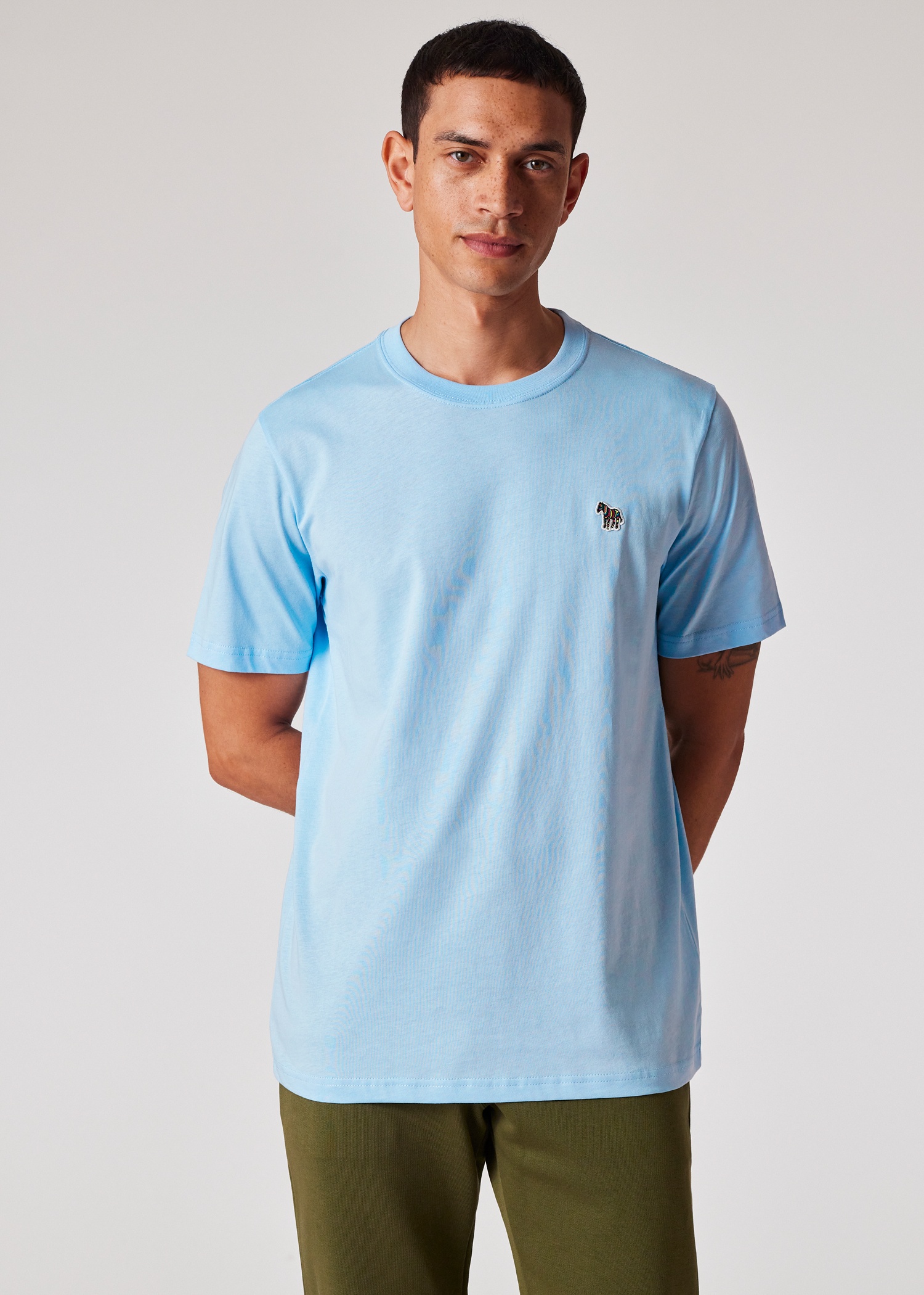 Pale Blue Organic Cotton Zebra Logo T-Shirt - 3