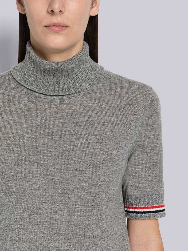 Baby Cable Fine Cashmere Short Sleeve Tipping Turtleneck 5