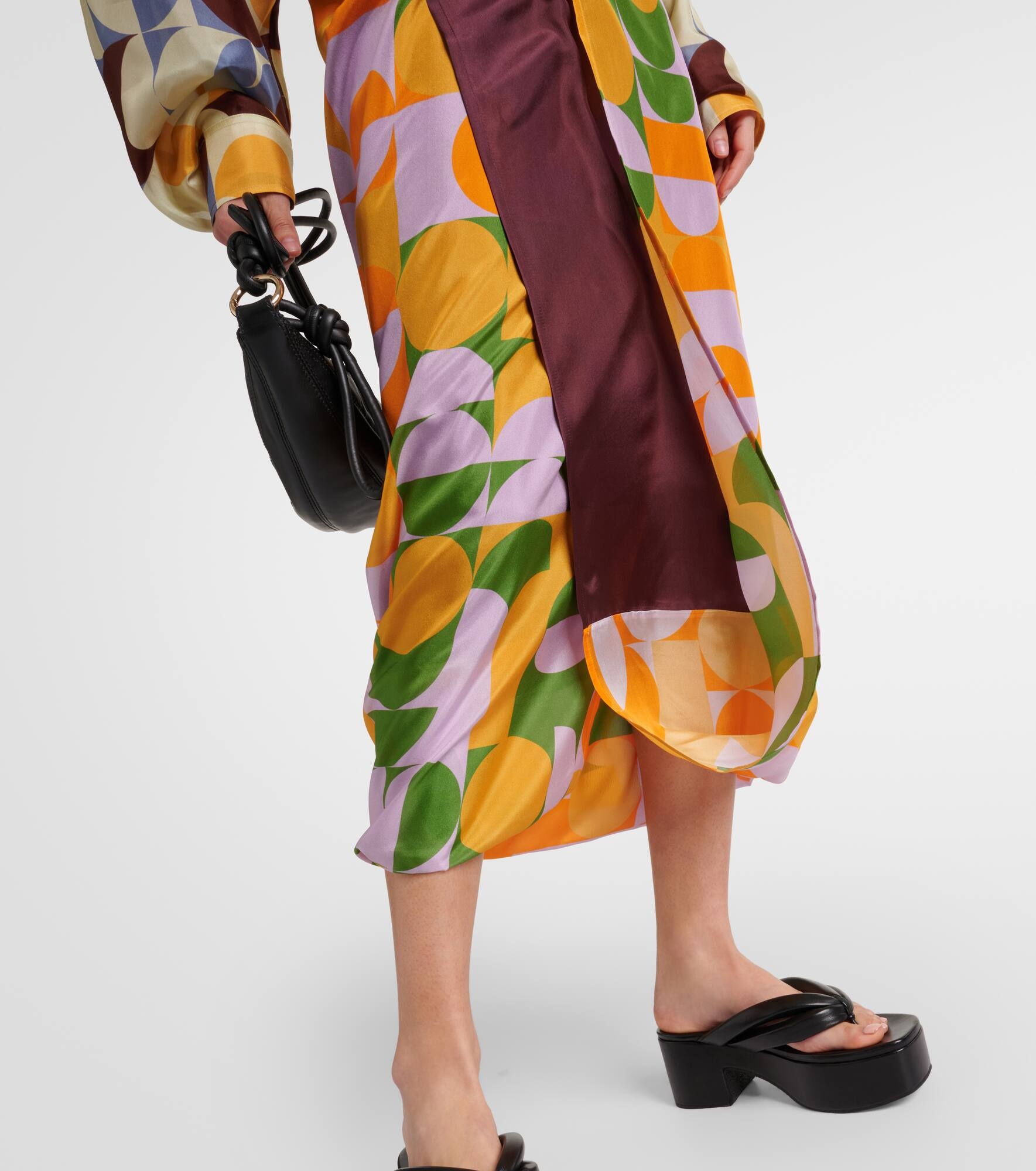 Printed silk satin maxi skirt - 5