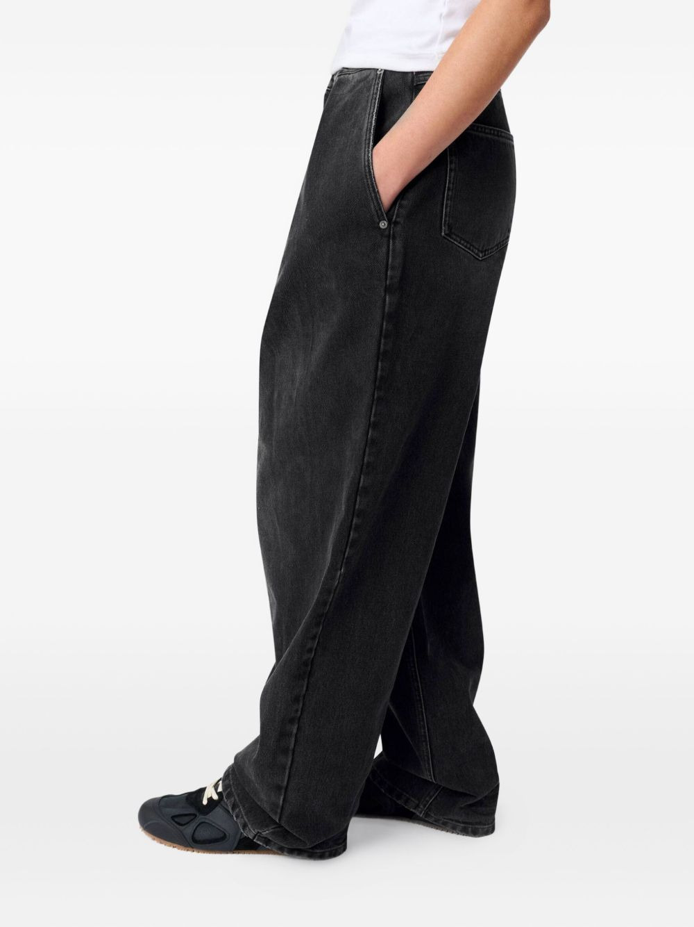pleated-pockets wide-leg jeans - 4