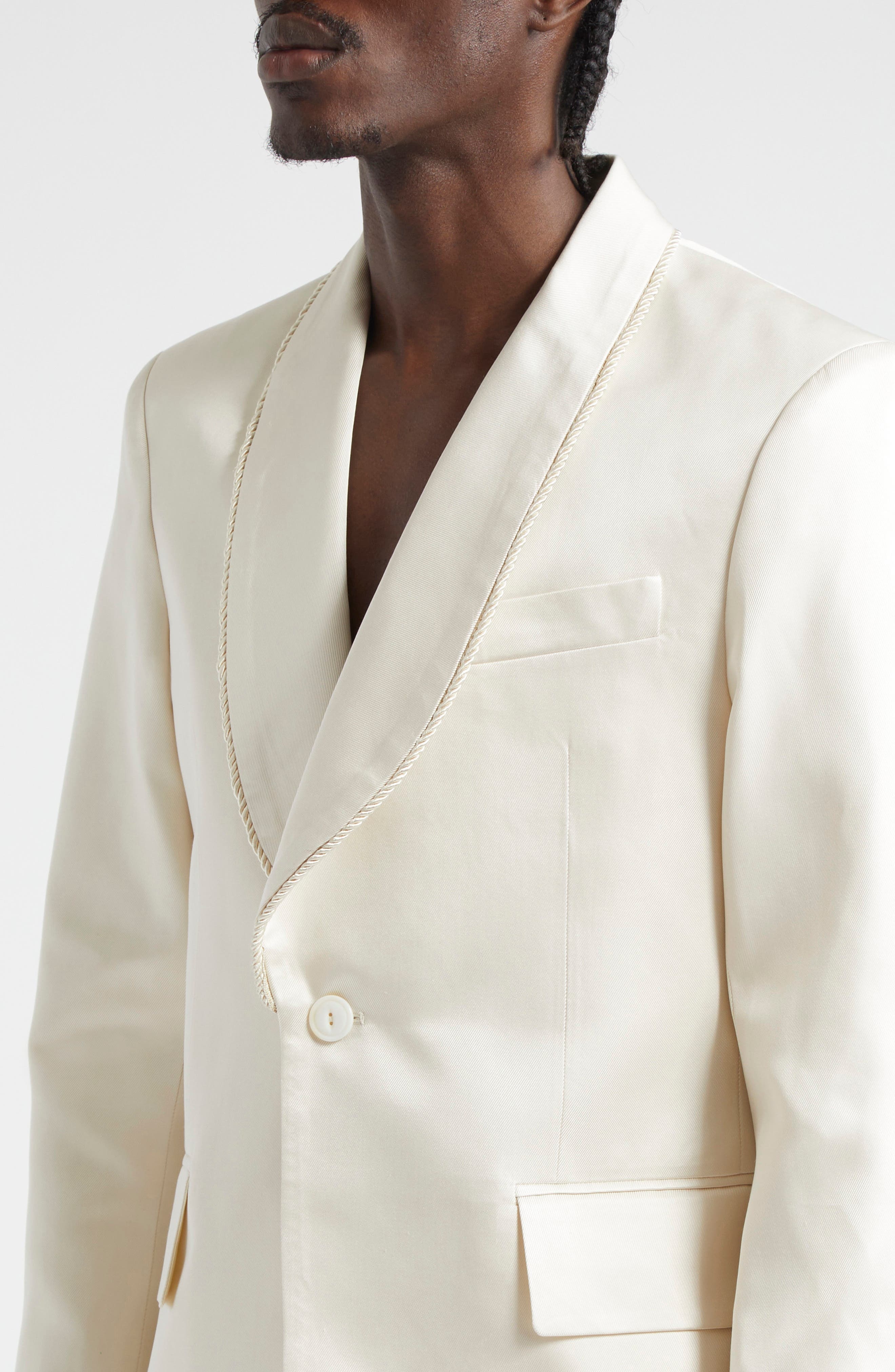 Shawl Collar Silk Twill Tuxedo Jacket - 5