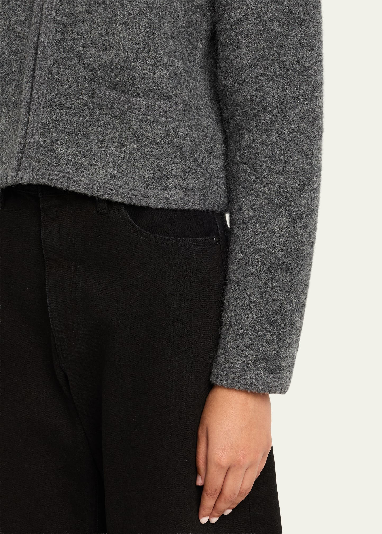 Lofty Crochet Trim Cashmere Cardigan - 5
