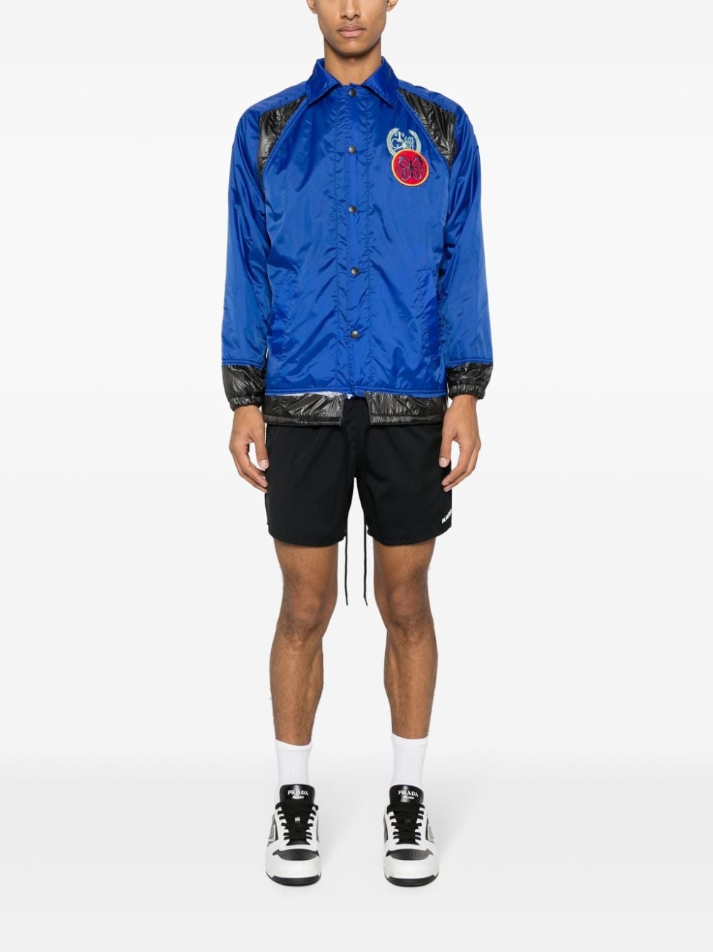 logo-embroidered panelled jacket - 3