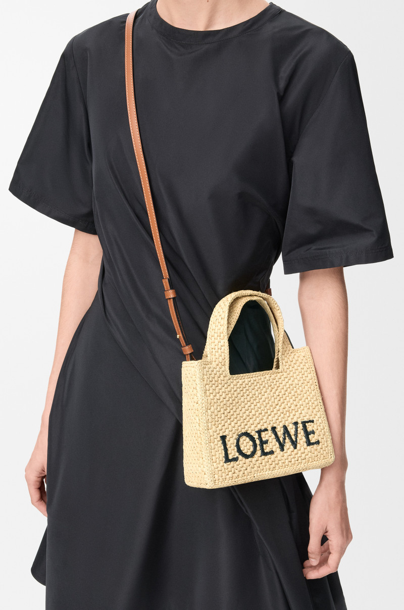 Loewe Mini LOEWE Font tote in raffia outlook