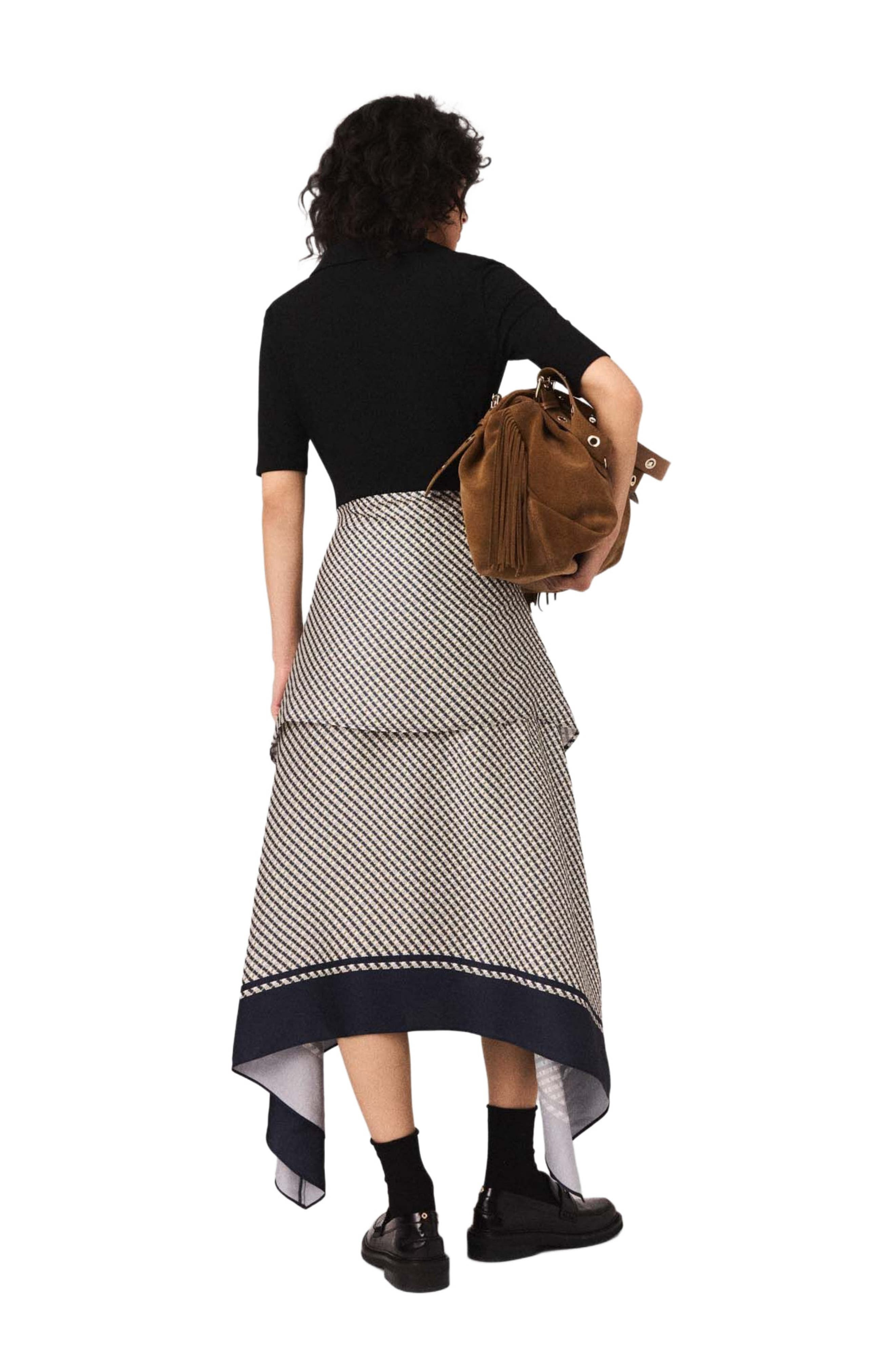 maje Printed two-tone dress in Ecru Print-Tie at Nordstrom - 2