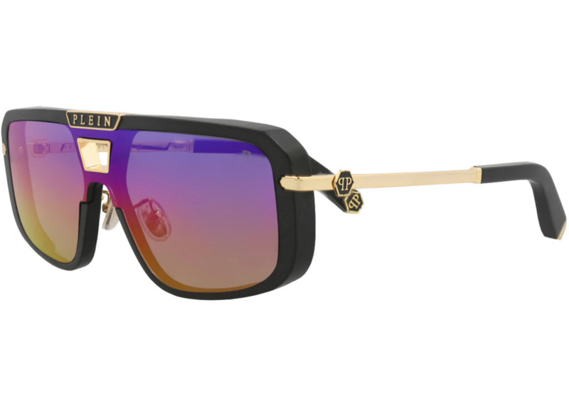 PHILIPP PLEIN Philipp Plein Aviator-Frame Acetate Sunglasses Black Gold Rainbow (SPP008M-99-703V) outlook