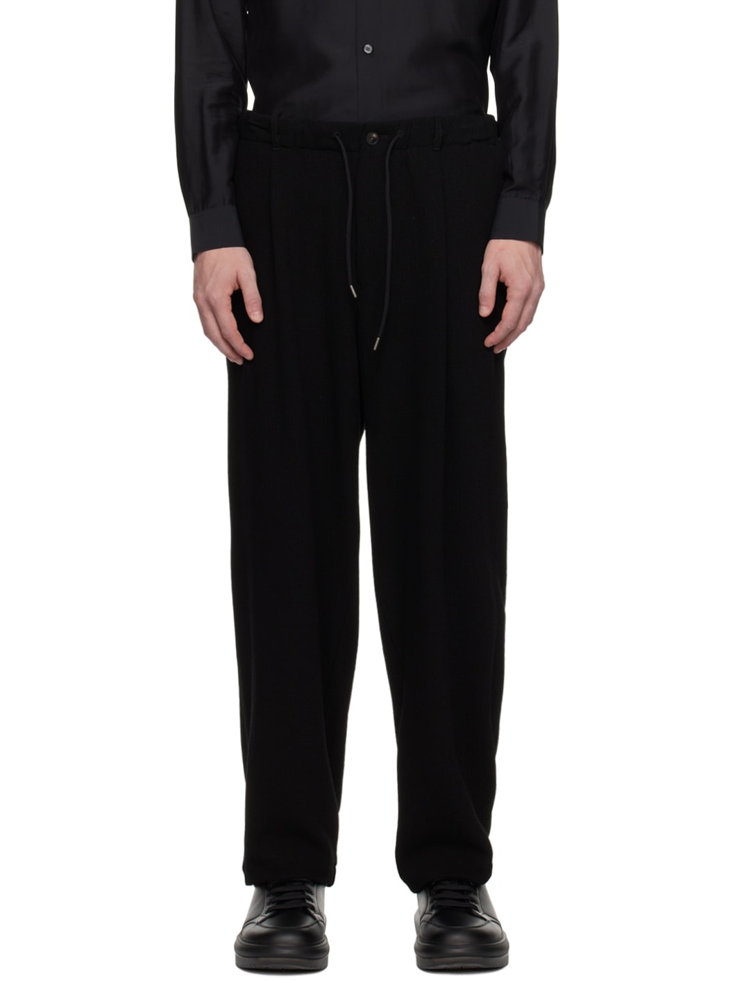 Black Drawstring Trousers - 1