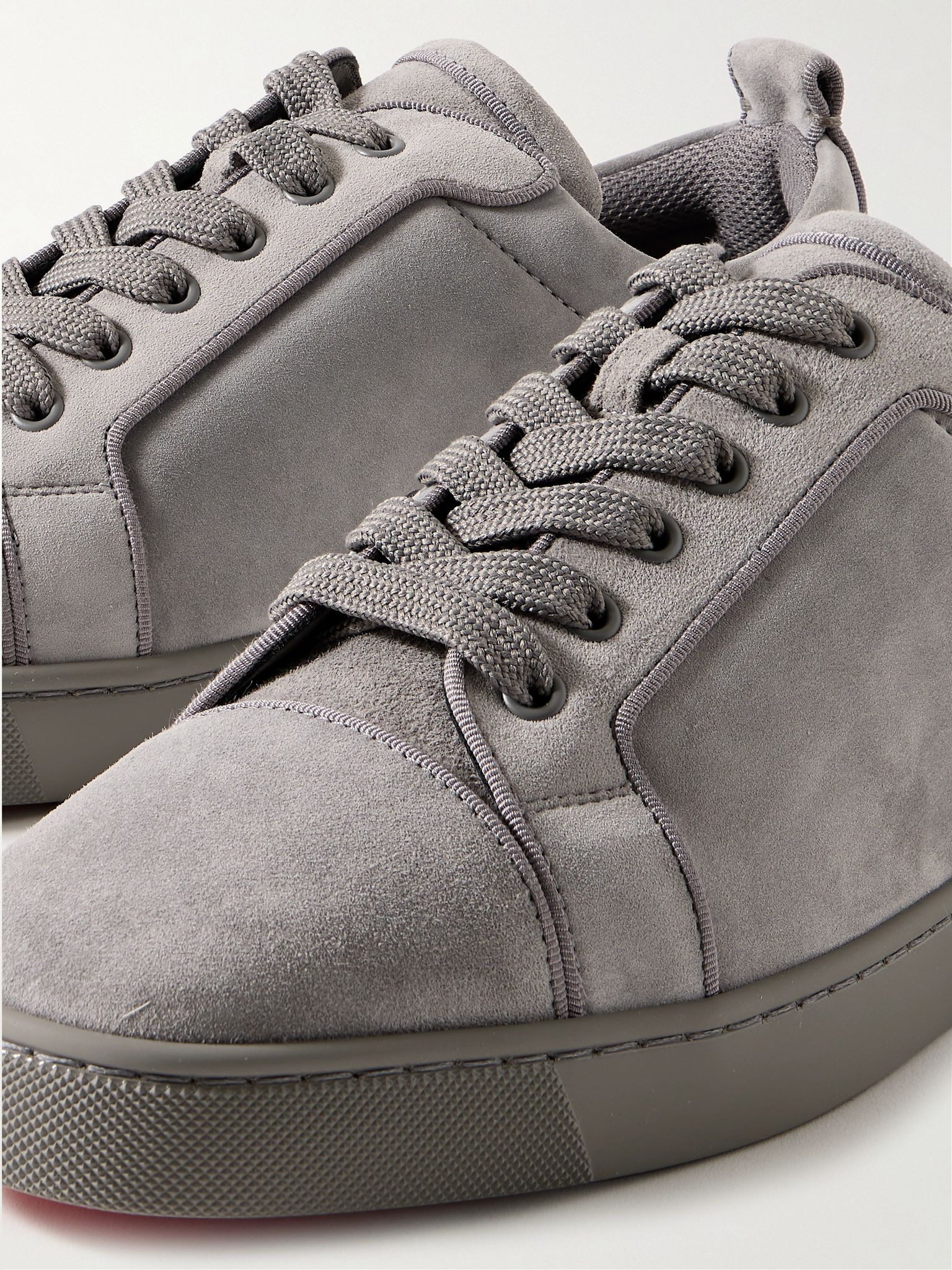 Louis Junior Grosgrain-Trimmed Suede Sneakers Gray - 5