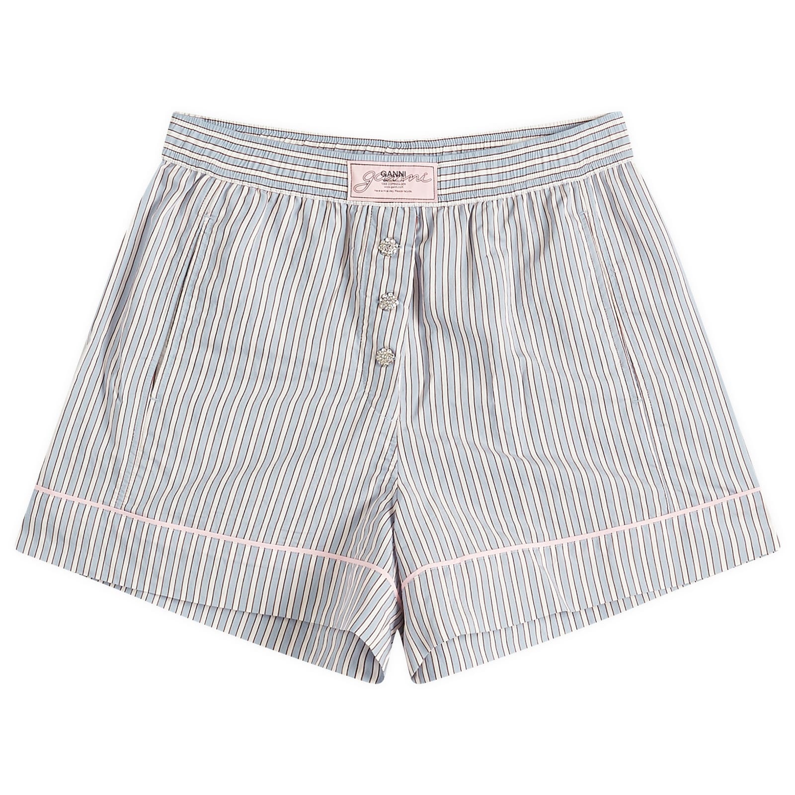 【送料&関税込】Ganni Yarn Dyed Striped Shorts GANNI GANNI Yarn Dyed Stripe Elasticated Shorts