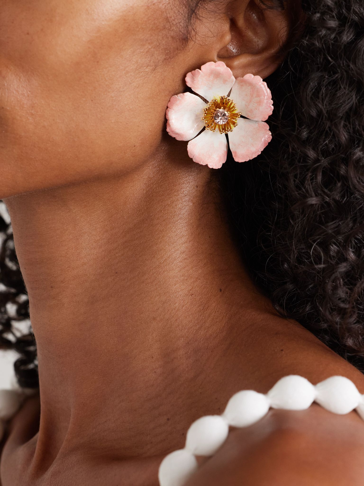 Debre gold-plated crystal earrings Baby pink - 2