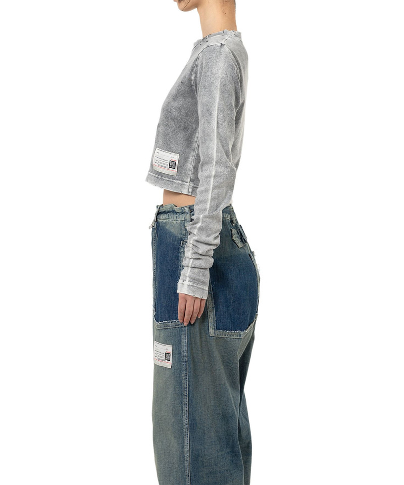 Bleached Cropped Long Sleeve T-shirt 11