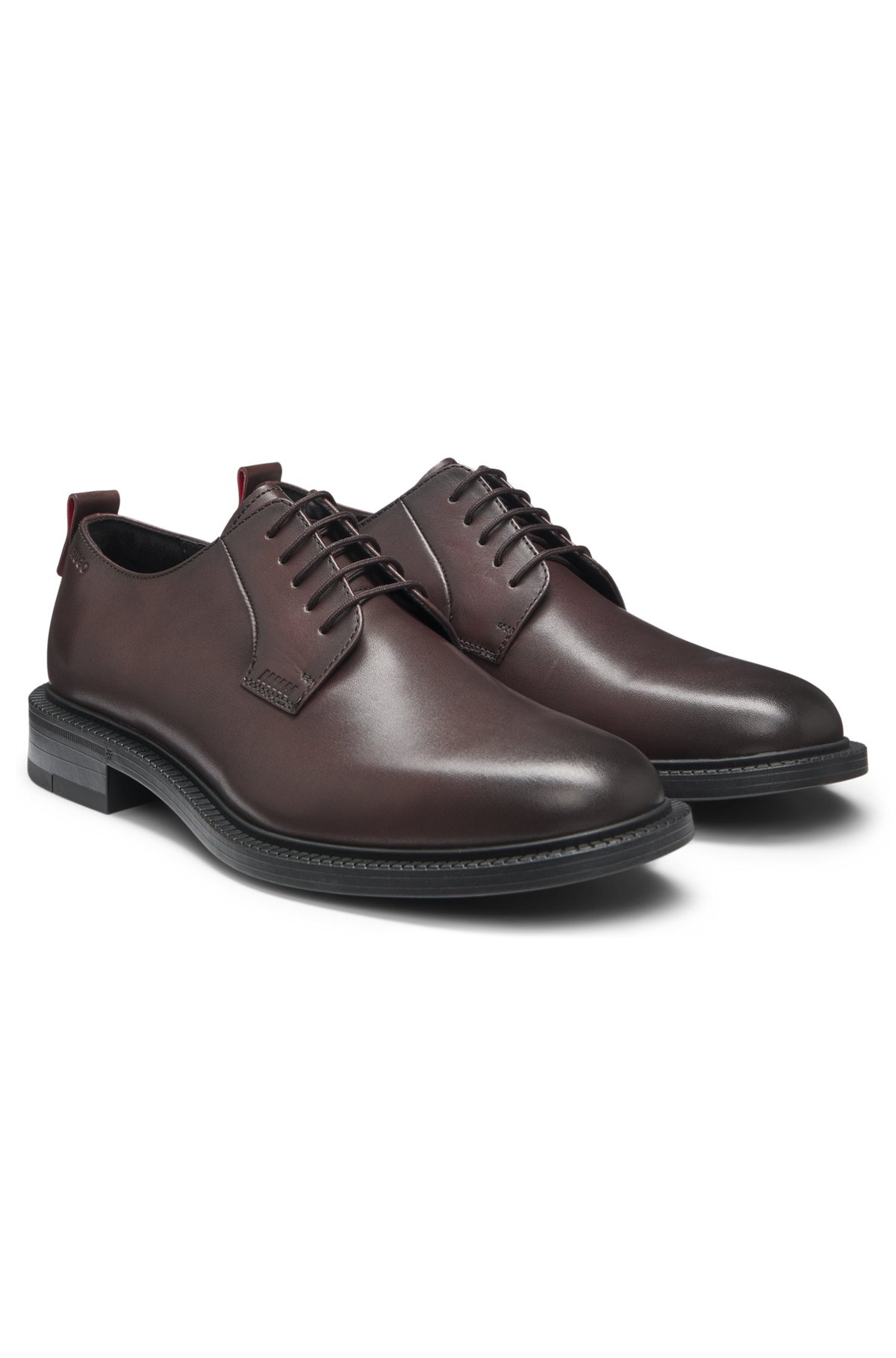 LEATHER DERBY SHOES WITH EMBOSSED LOGO - 2