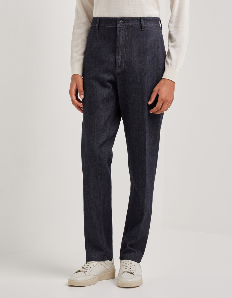 DARK BLUE TAPERED FIT COMFORT DENIM CHINOS 3