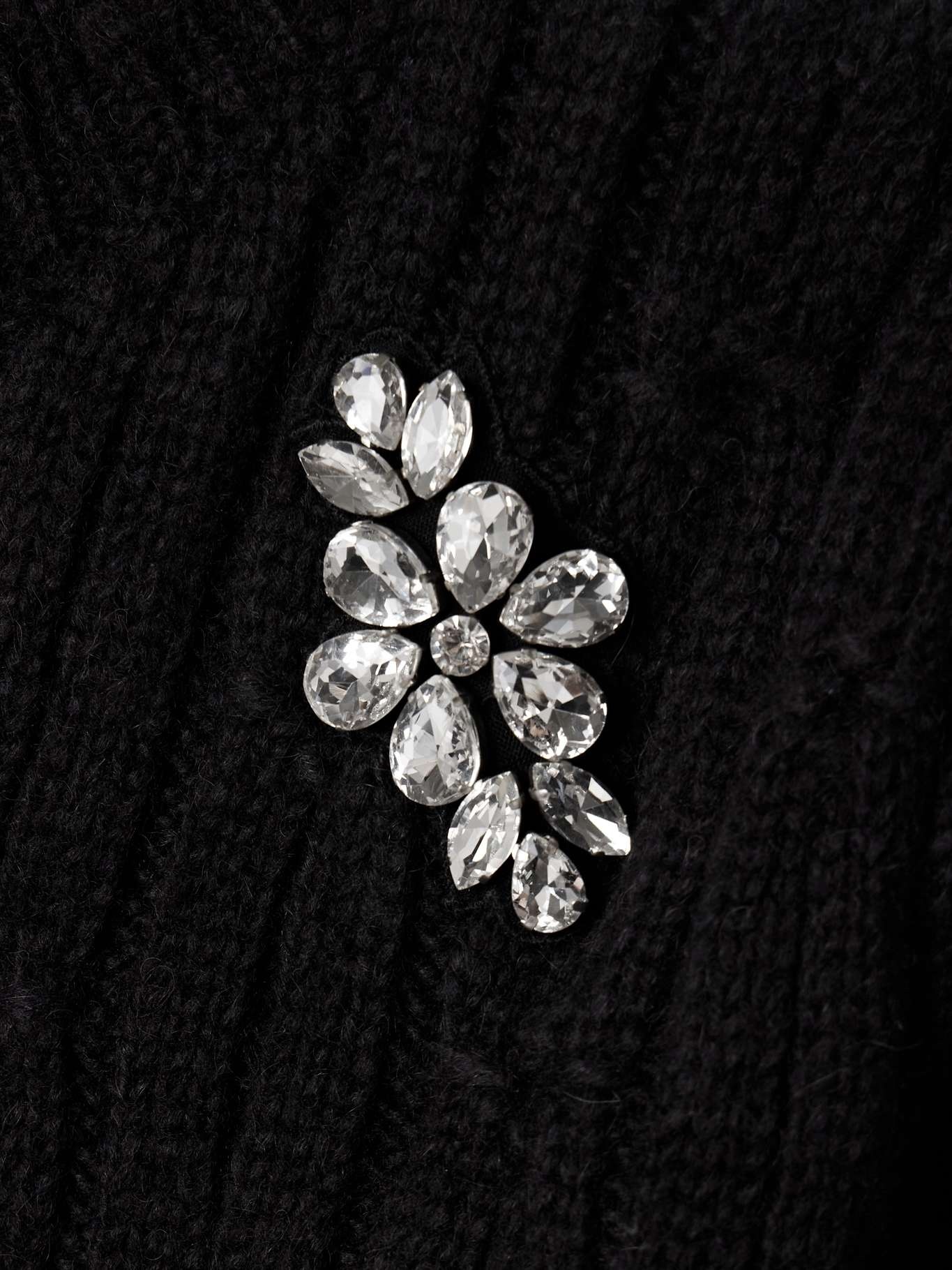 Cropped crystal-embellished scalloped cable-knit alpaca-blend cardigan - 4