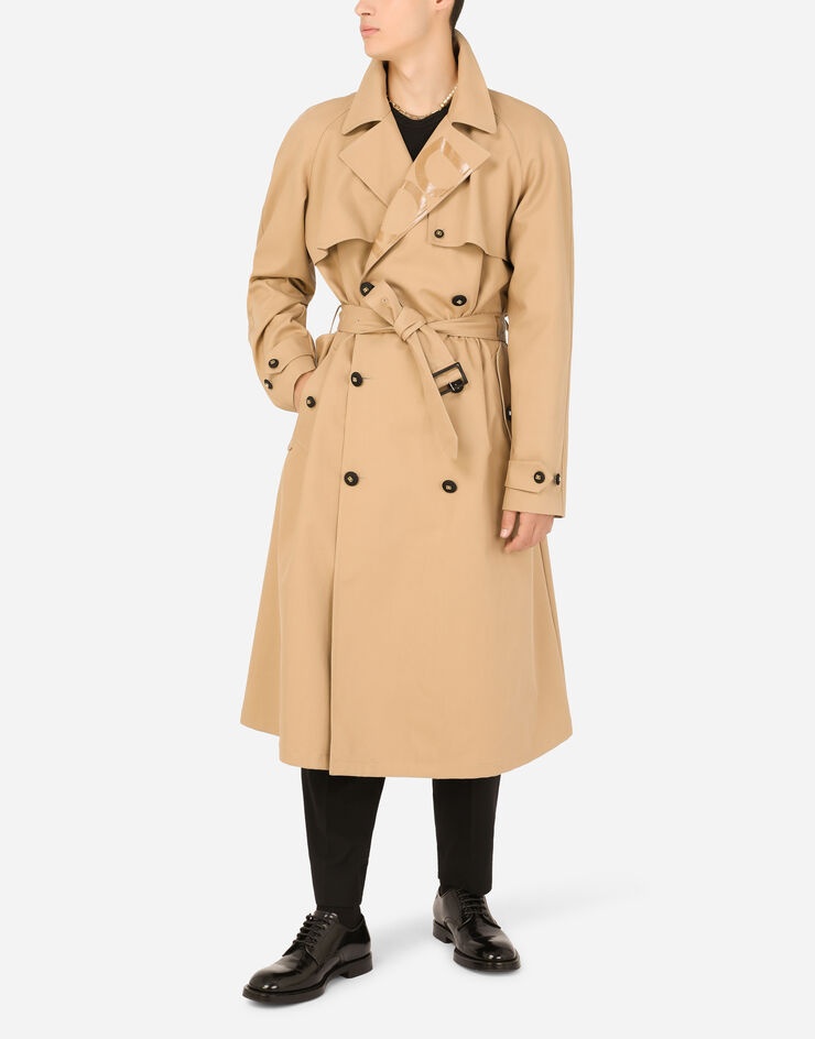 Cotton gabardine double-breasted trench coat - 6