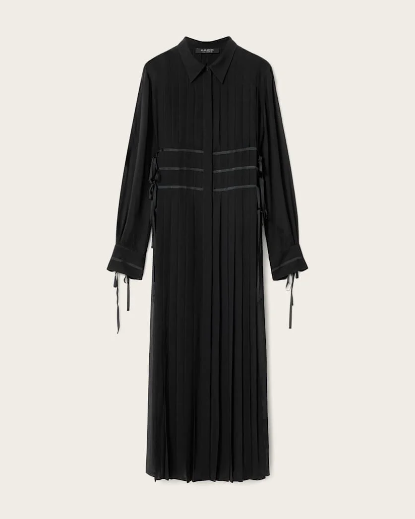 KASS PLEATED SHIRT MAXI DRESS - 1