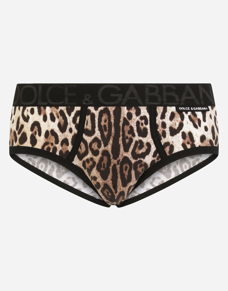 Two-way stretch cotton Brando briefs with leopard print - 1