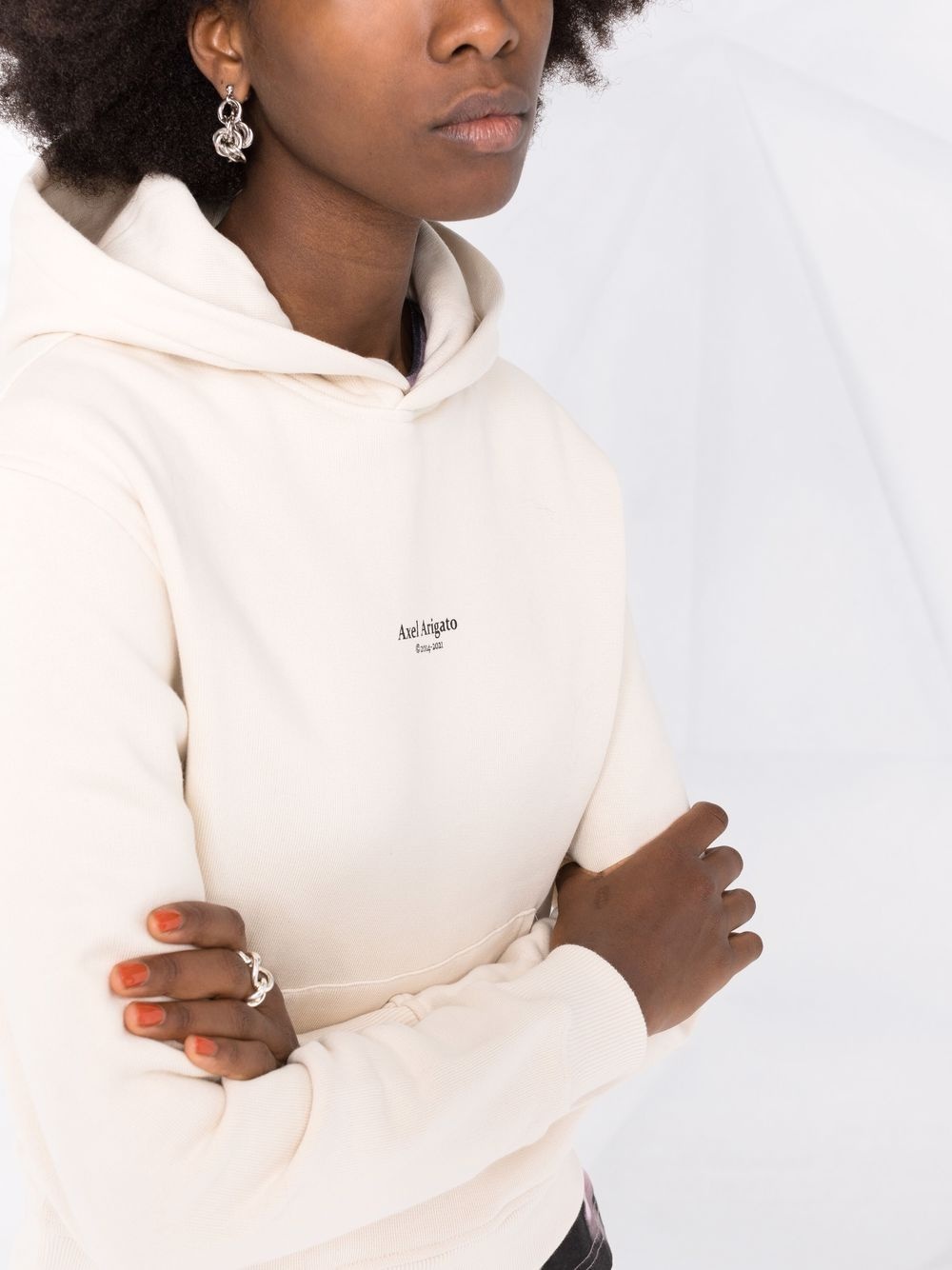 logo-print organic cotton hoodie - 3