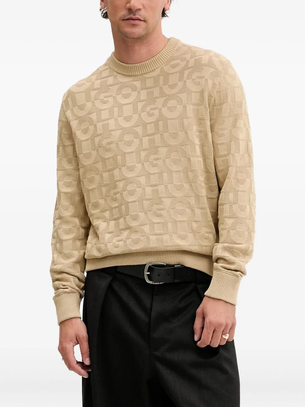 logo-pattern crew-neck sweater - 1