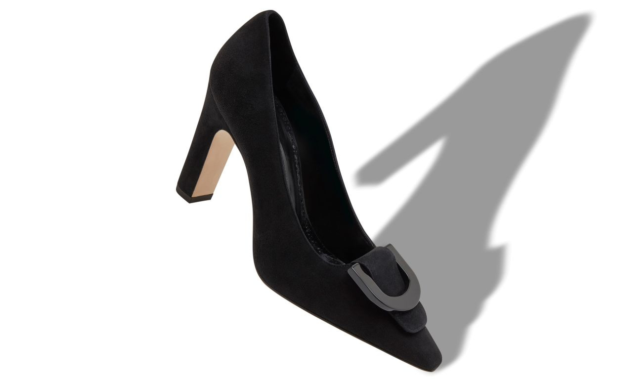 Black Suede Pointed Toe Pumps - 2